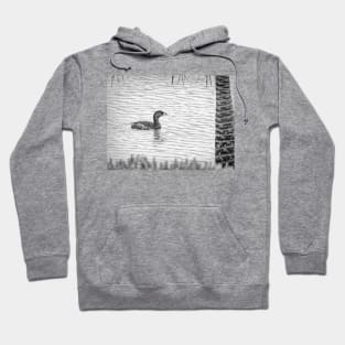 Pied Billed Grebe Black and White Hoodie